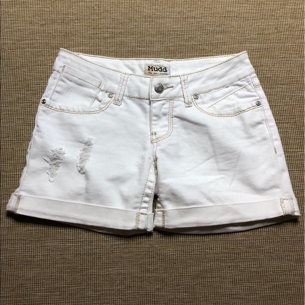 Mudd White Ripped Jean Shorts - Size 3